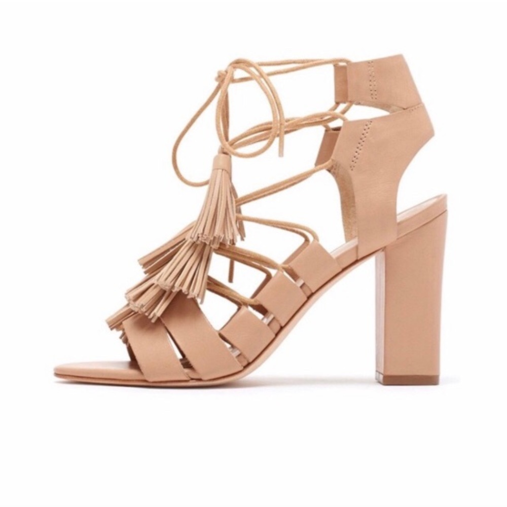 Loeffler Randall Nude Lace Up Luz Sandals Size 7 - Picture 5 of 9
